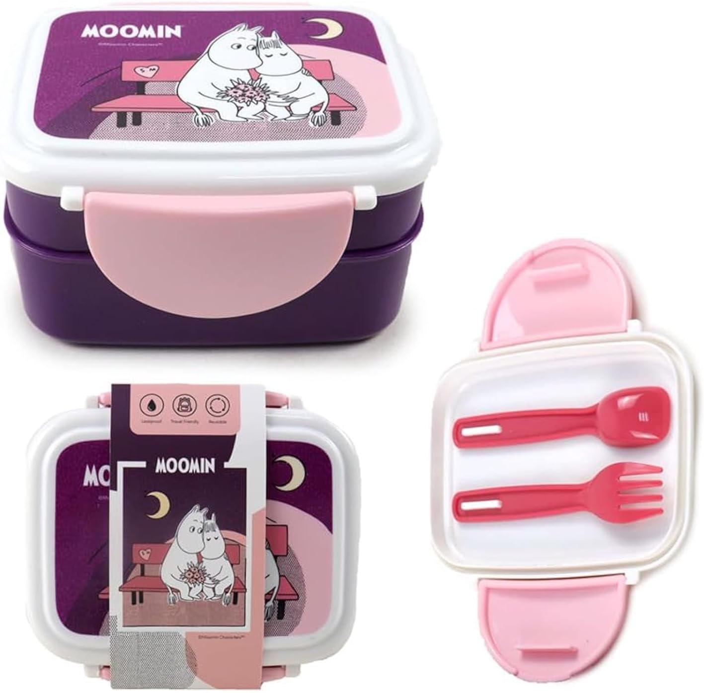 Moomin Clip Lock Stacked Lunch Box with Cutlery
