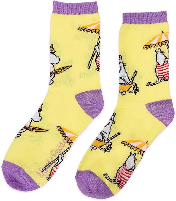 Snorkmaiden At The Beach Ladies Moomin Socks, Yellow, EU36-42, UK3-9