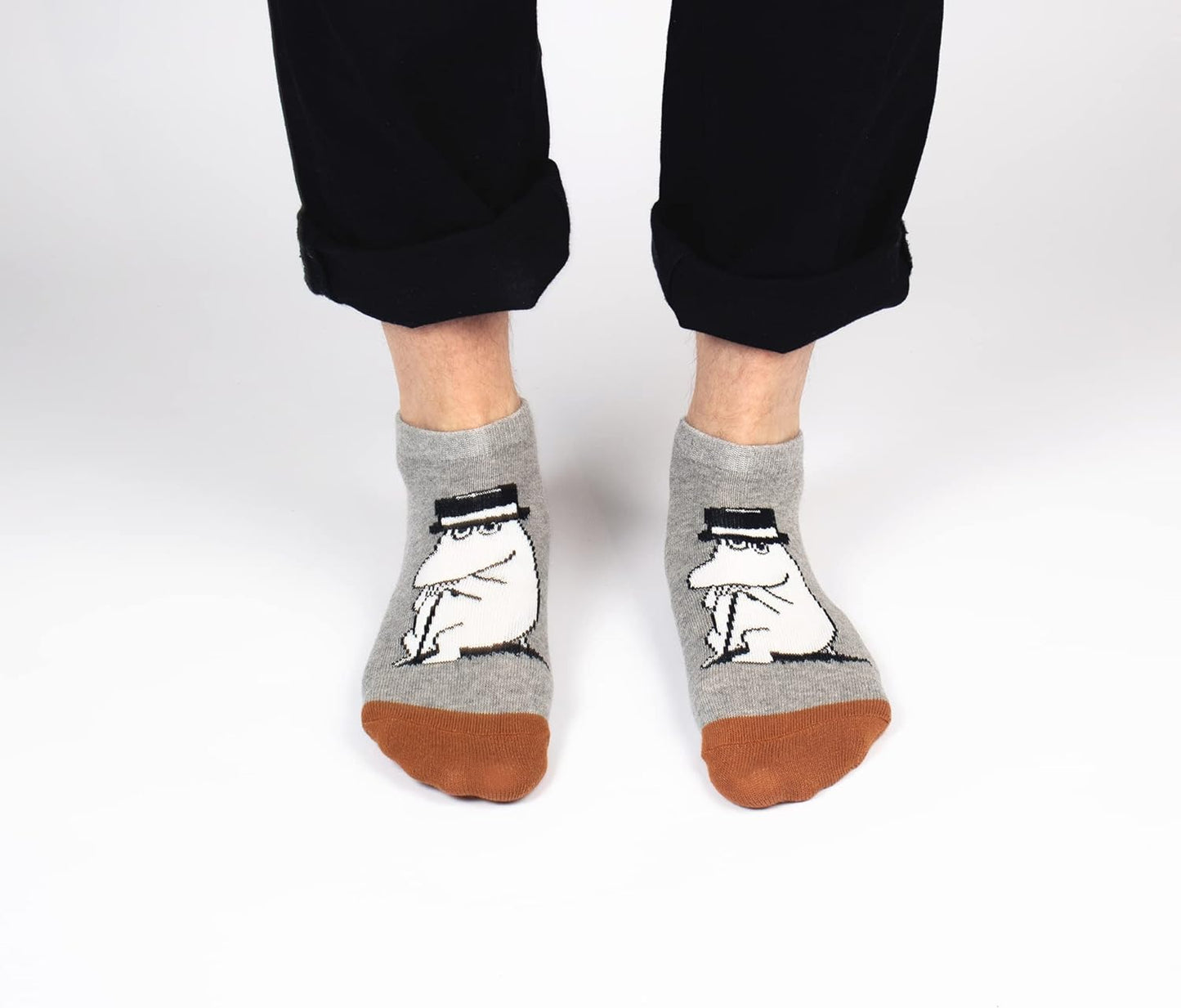 Moominpappa Wondering Men's Moomin Ankle Socks, Grey, EU40-45, UK6.5-10 - Aamu.co.uk - NordicBuddies - Aamu.co.uk