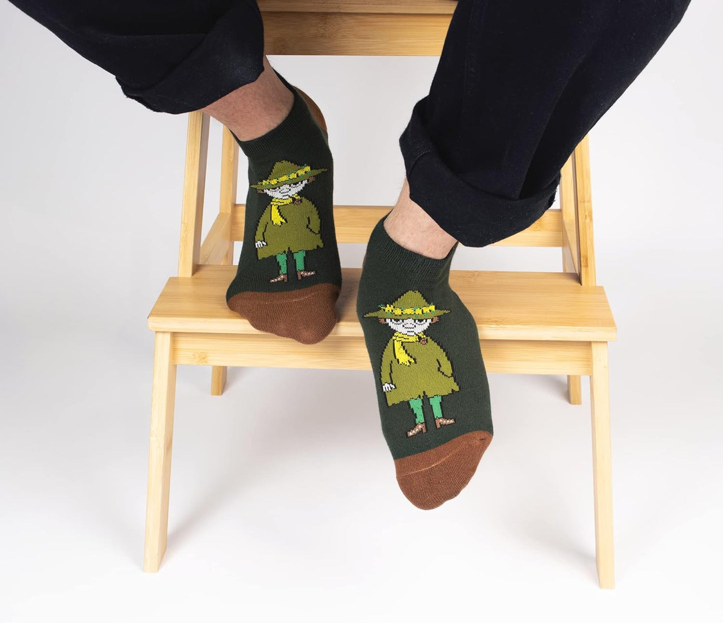 Snufkin Travelling Men's Moomin Ankle Socks, Green, EU40-45, UK6.5-10