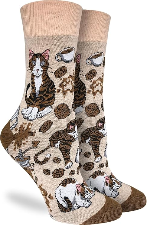 Good Luck Sock Women's Cat& Coffee Socks, Adult