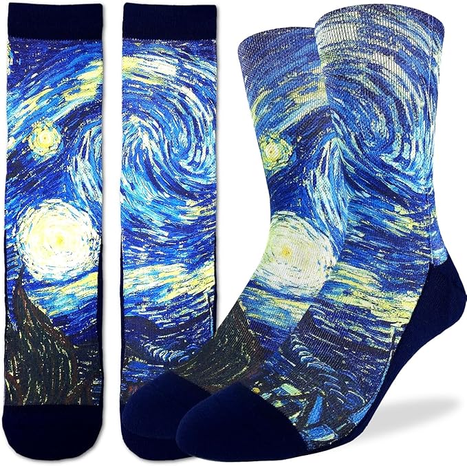 Good Luck Sock Men's The Starry Night (Van Gogh) Socks, Adult