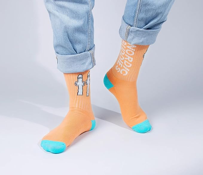 Hattifatteners Retro Men Moomin Socks - Peach - Size EU40-45, UK6.5-10 - Aamu.co.uk - NordicBuddies - Aamu.co.uk