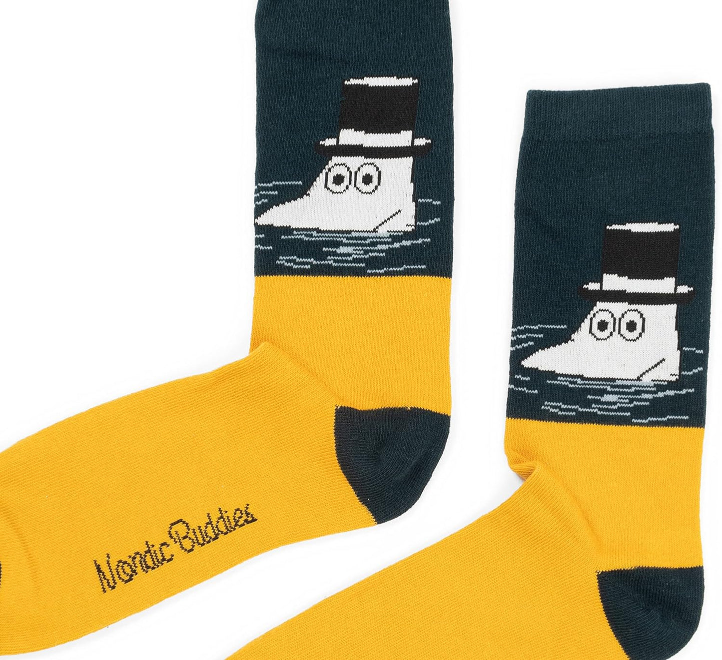 Moominpappa Swimming Men's Moomin Socks, Petrol/Yellow, EU40-45, UK6.5-10