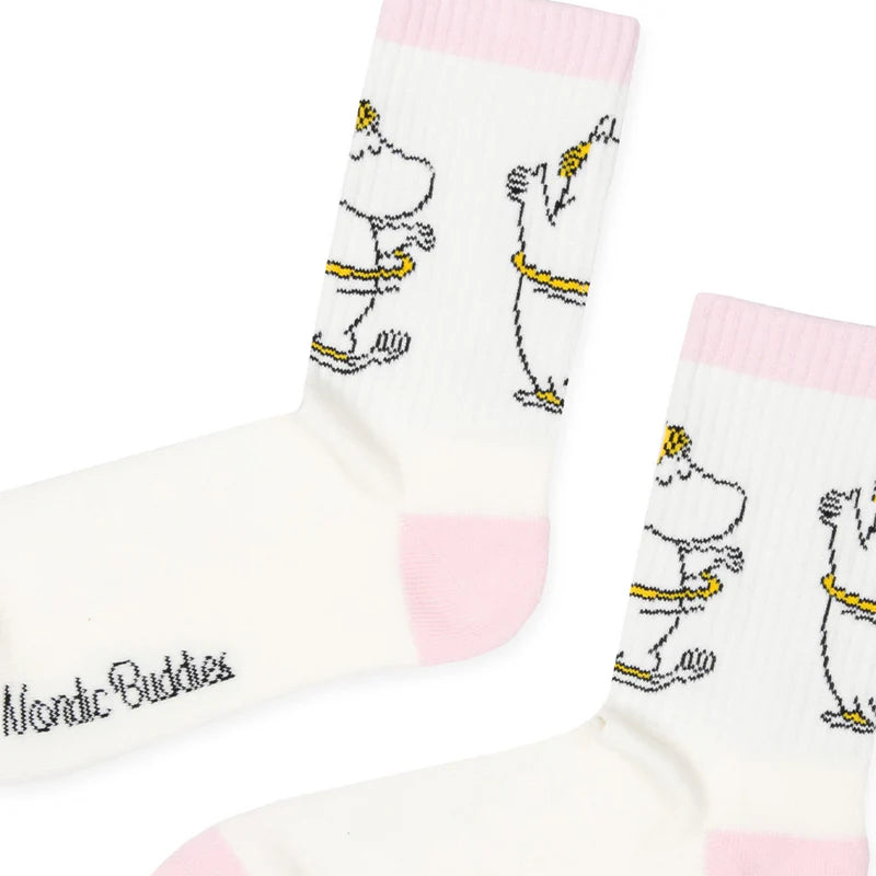 Snorkmaiden Dancing, Ladies Retro Socks, Pink/White, EU36-42