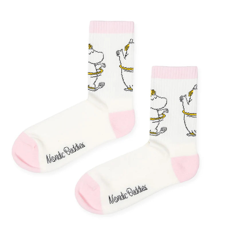 Snorkmaiden Dancing, Ladies Retro Socks, Pink/White, EU36-42