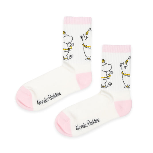 Snorkmaiden Dancing, Ladies Retro Socks, Pink/White, EU36-42
